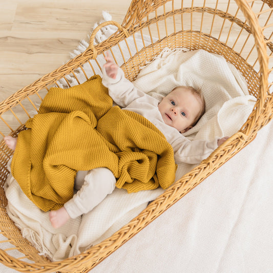 Knitted Baby Blanket in Harvest Gold